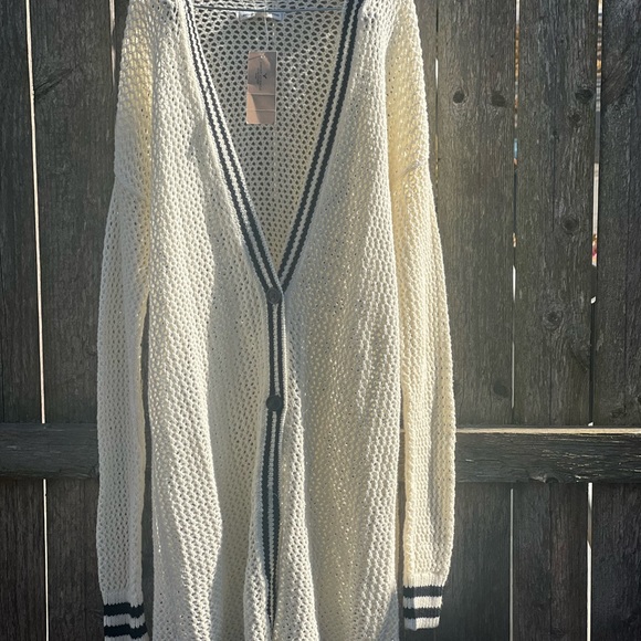 American Eagle Outfitters Cardigan Mesh Varsity Button sweater - Picture 3 of 8